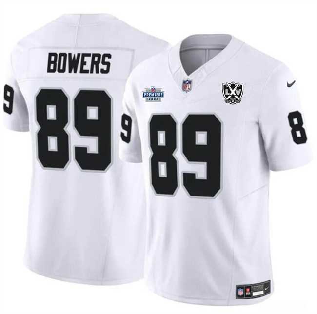 Men & Women & Youth Las Vegas Raiders #89 Brock Bowers White 2024 F.U.S.E 65th Anniversary Patch Vapor Stitched Jersey